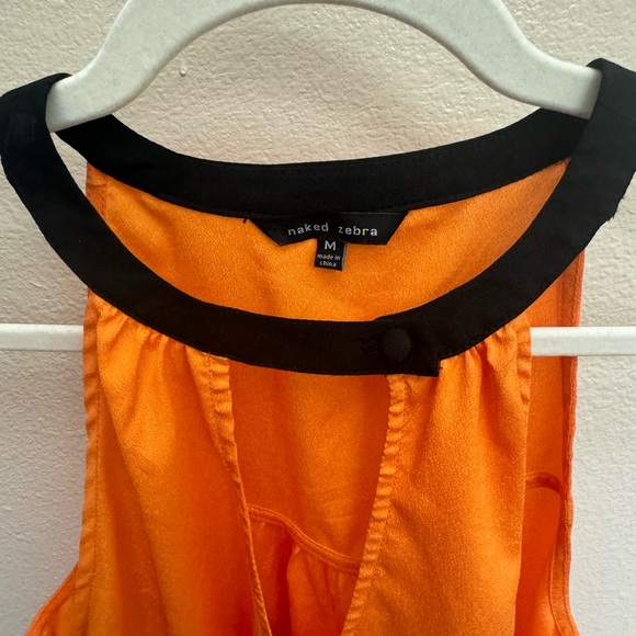 Orange with black trim sleeveless blouse - Picture 3 of 3